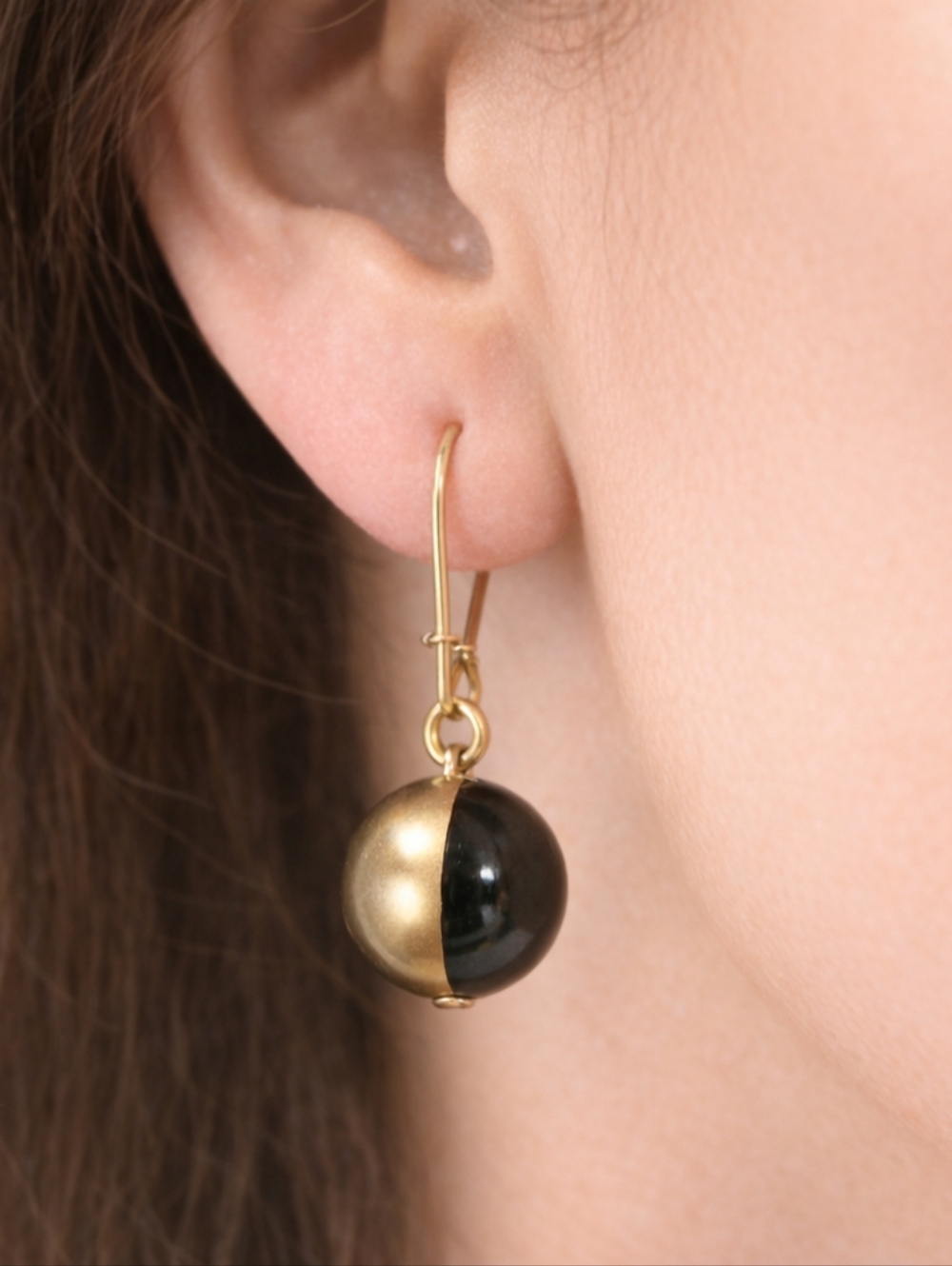 Gold & Black Half-and-Half Drop Earrings – Elegant Women’s Statement Jewelry